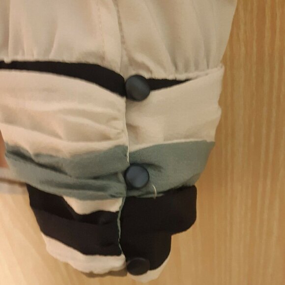 Zara Basic Watercolor Striped Blouse With Pleating - Picture 4 of 5